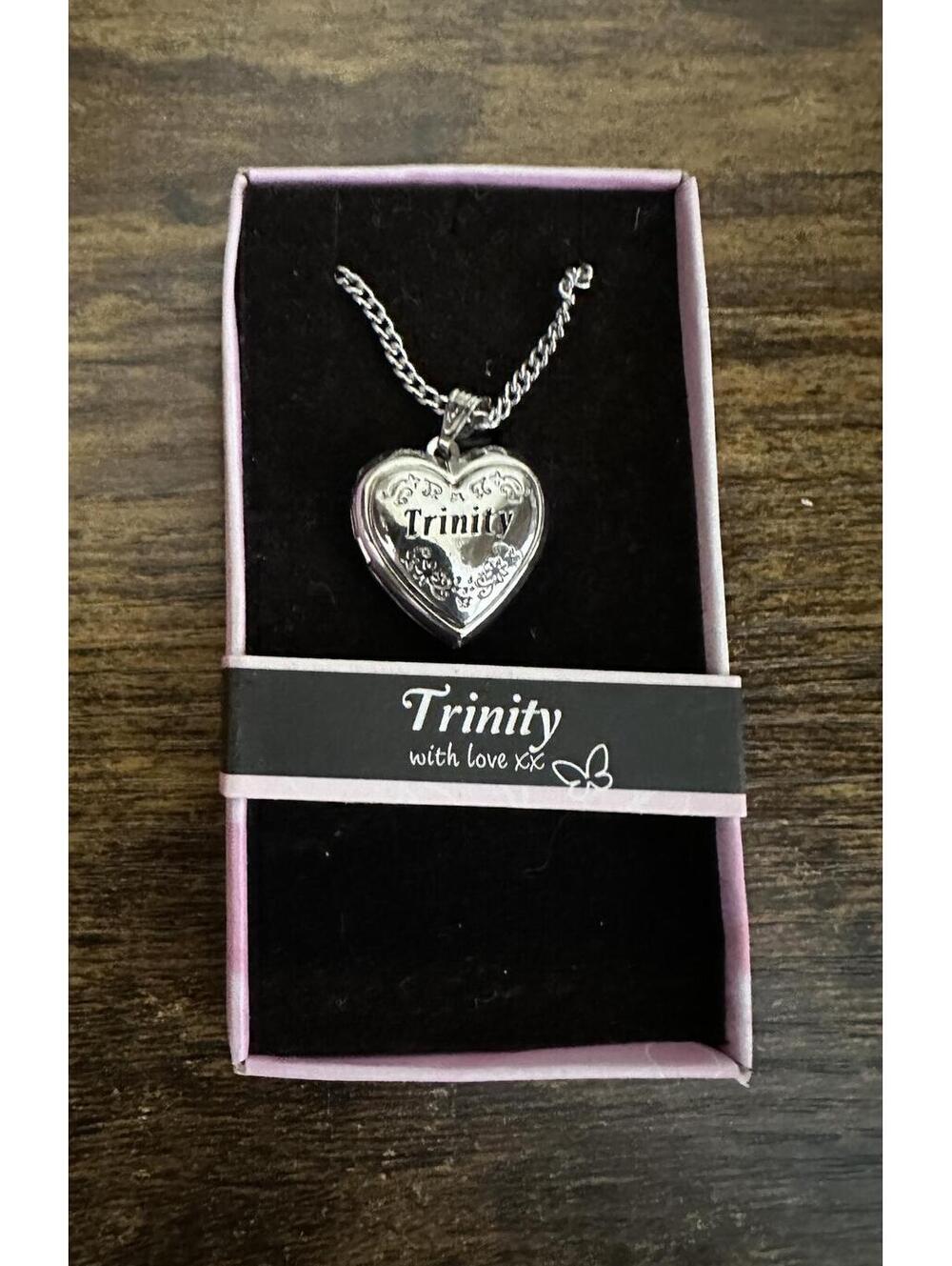 Love Lockets Silver tone Engraved Trinity Necklace
